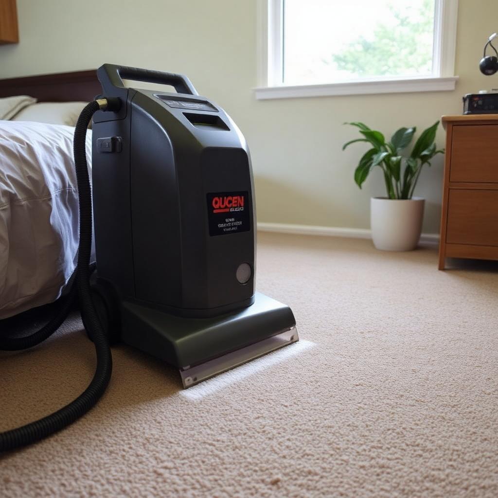 Carpet steam cleaning in a bedroom
