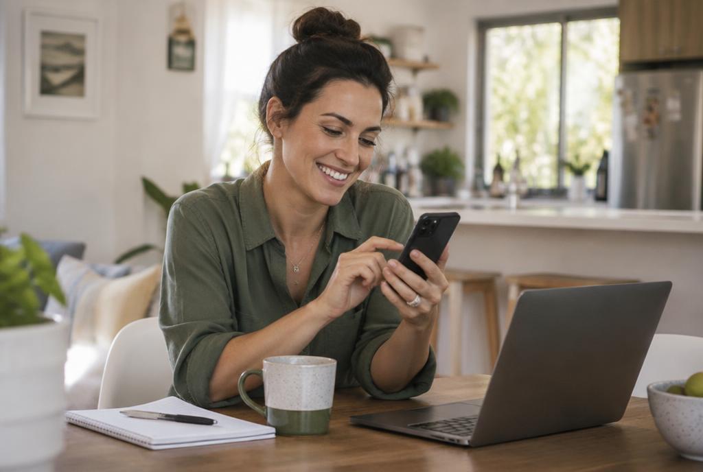 Customer booking a cleaning service on her phone