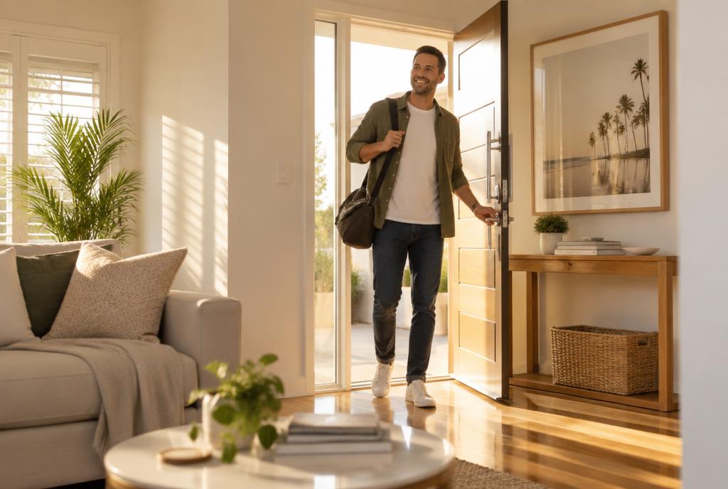 Customer walking into a freshly cleaned living room